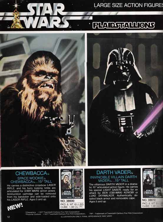 chewbacca and darth vader dolls from kenner